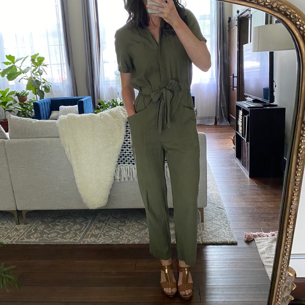 A New Day Linen Belted Jumpsuit w/ pockets